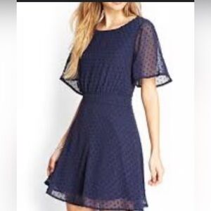 Women’s forever 21 blue sheer top layer and sleevesback out dress size L